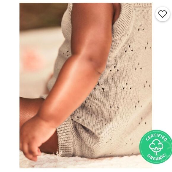 Carter's Organic Little Planet Baby Pointelle Cream Color Bubble Romper Size 18m - Picture 5 of 13
